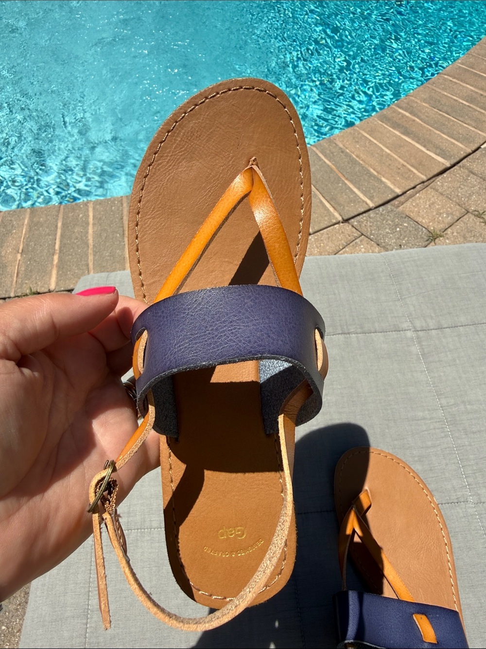 GAP Brown Leather Footbed with Gold Logo
